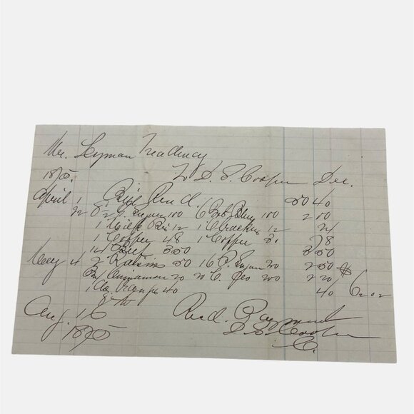 Antique Handwritten Receipts For Lyman Treadway 1863 & 1870 Connecticut - Picture 3 of 4